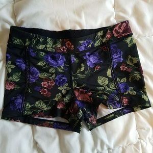 UO Black Floral Workout Shorts